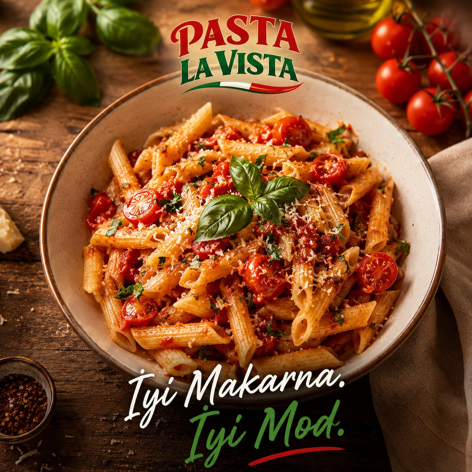 Pasta La Vista'dan taze bir makarna tabağı